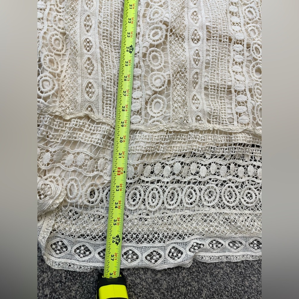 Anthropologie NWOT Crochet Tunic Dress Swing Lace Eyelet Sz L Boho Coastal - Picture 13 of 14